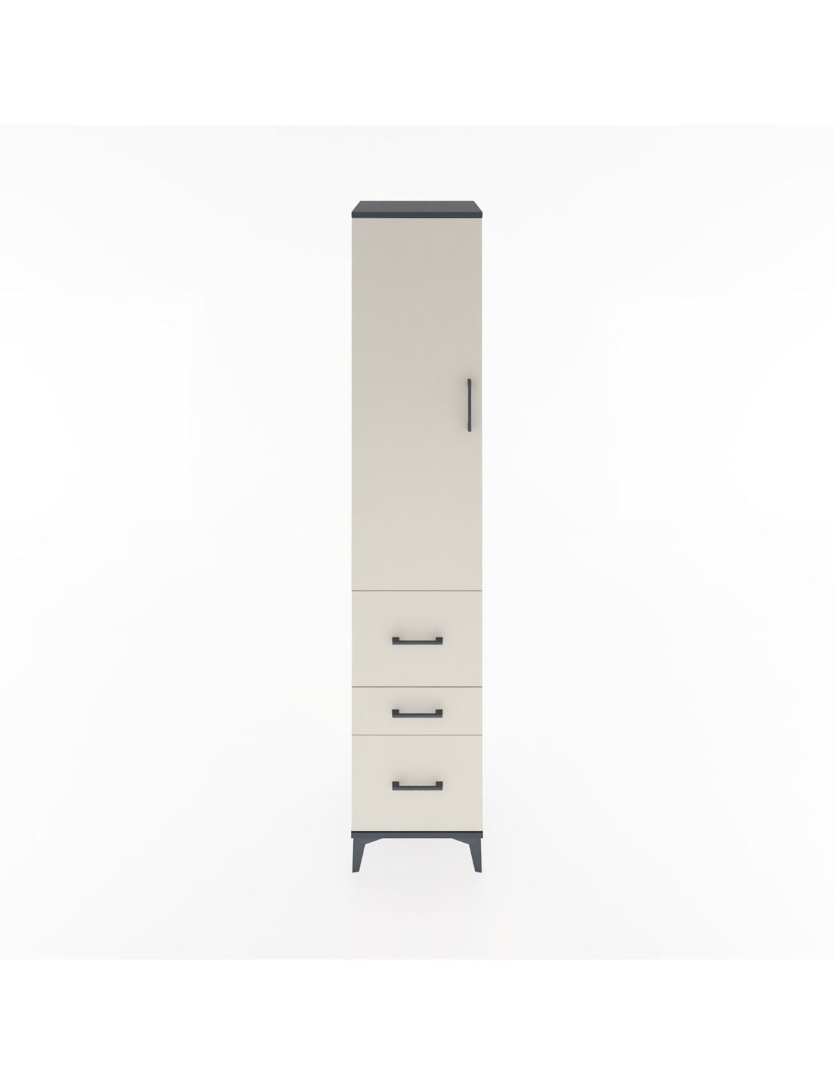 Hyperion Dolap 3 Raflı 3 Çekmeceli Tek Kapaklı 44x44x221 Antrasit-Aytaşı