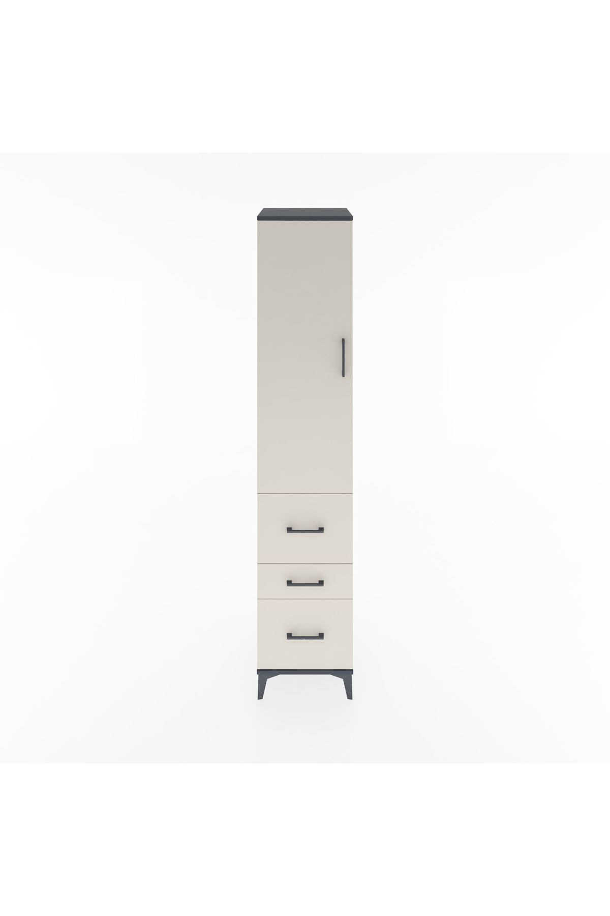 Hyperion Dolap 3 Raflı 3 Çekmeceli Tek Kapaklı 44x44x221 Antrasit-Aytaşı