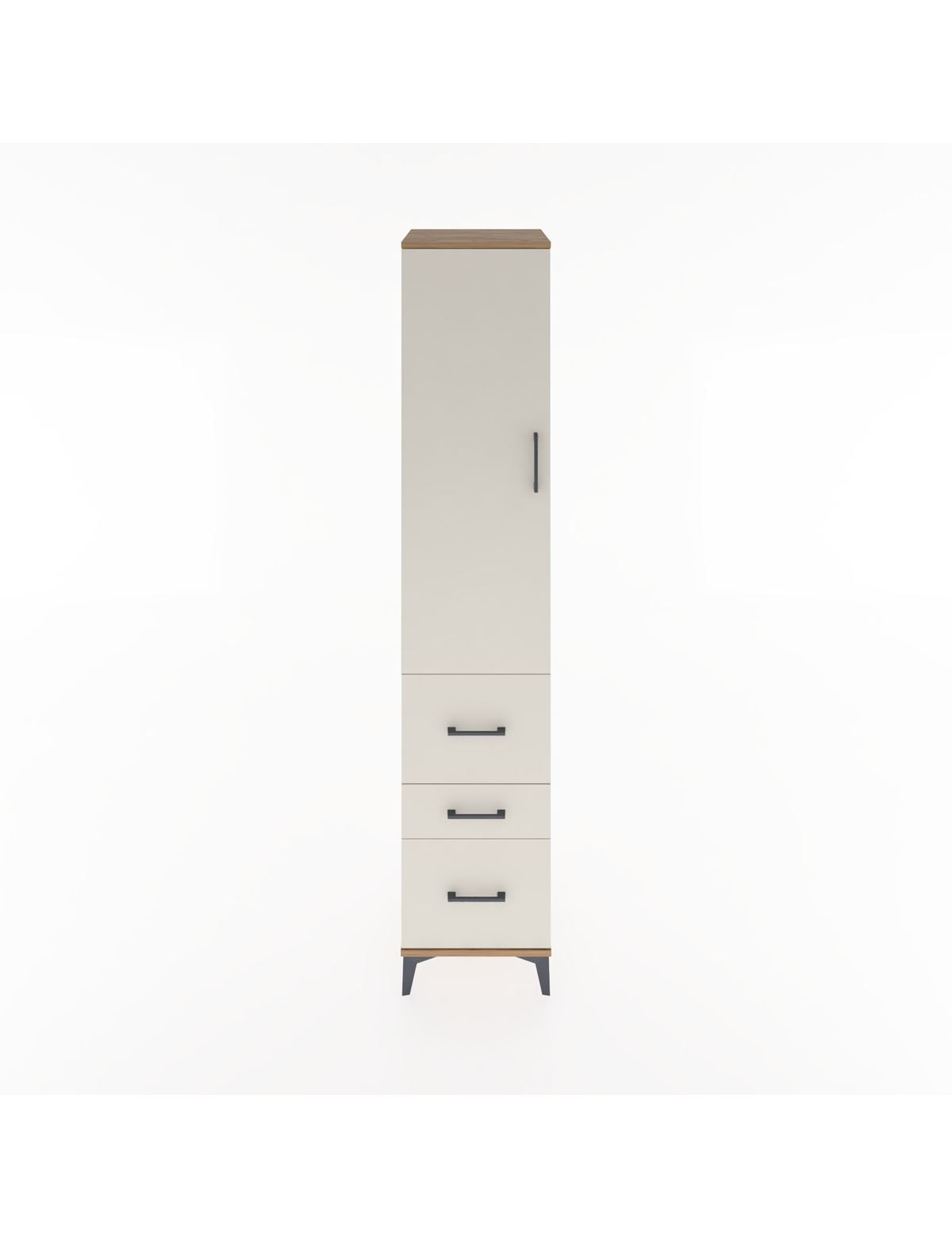 Hyperion Dolap 3 Raflı 3 Çekmeceli Tek Kapaklı 44x44x221 Çam-Aytaşı