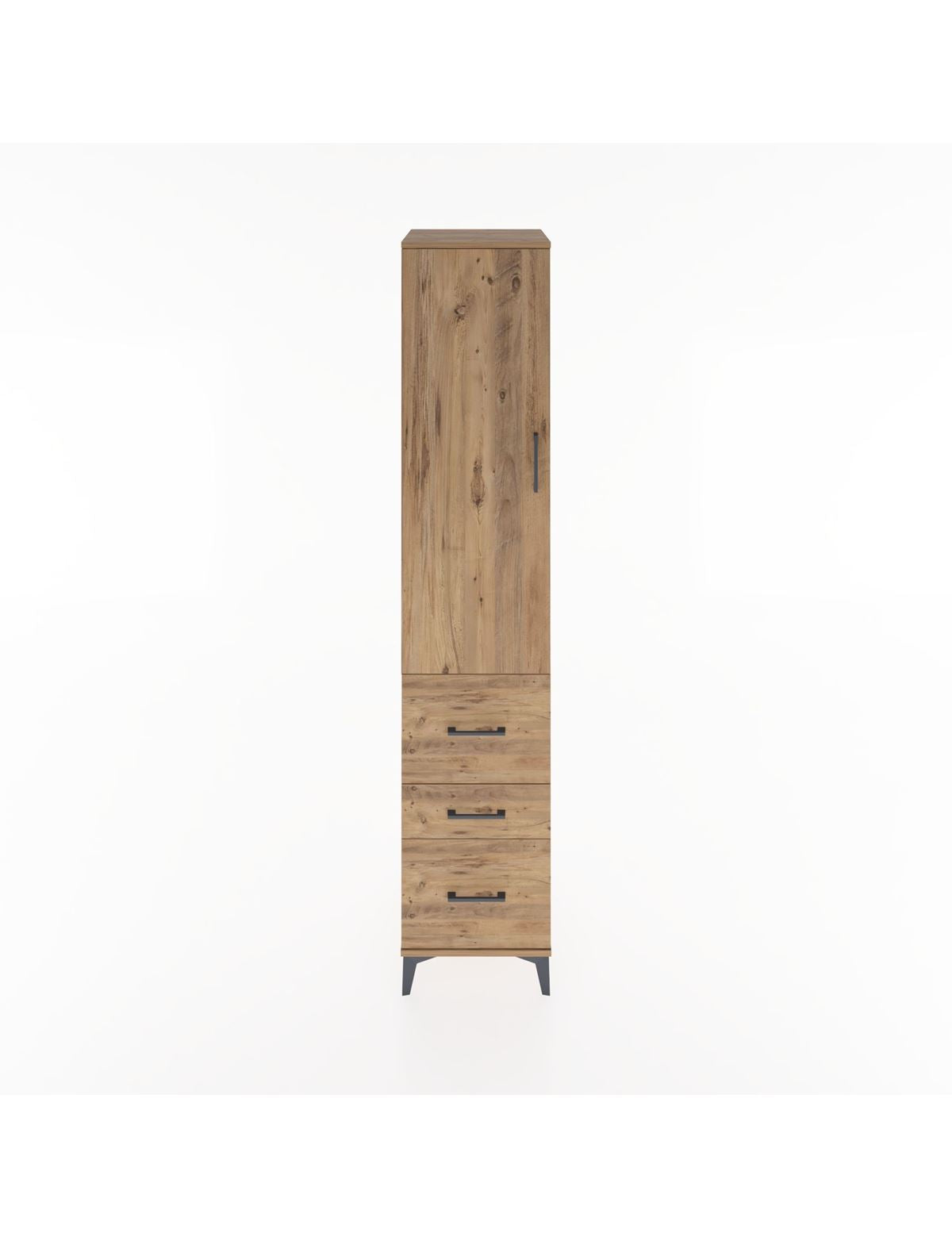 Hyperion Dolap 3 Raflı 3 Çekmeceli Tek Kapaklı 44x44x221 Çam-Çam