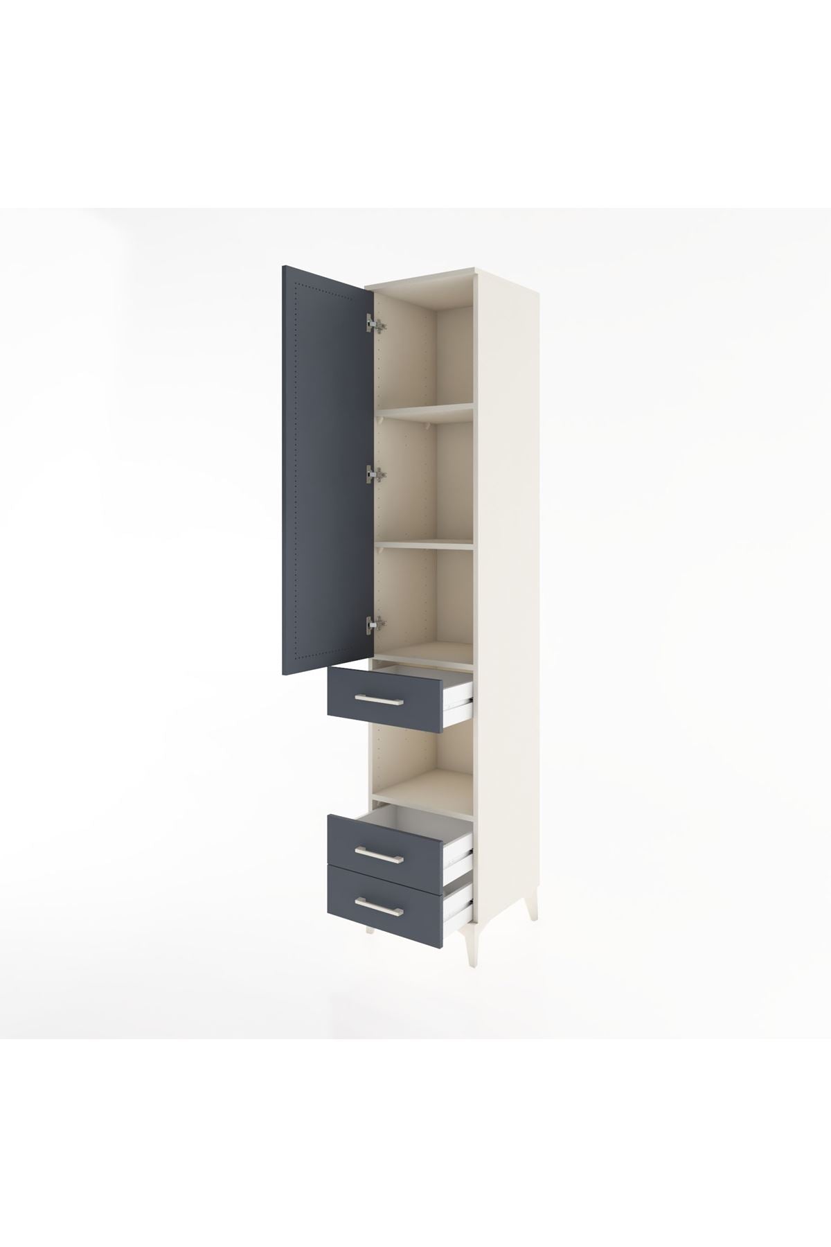 Hyperion Dolap 4 Raflı 3 Çekmeceli Tek Kapaklı 44x44x221 Aytaşı-Antrasit