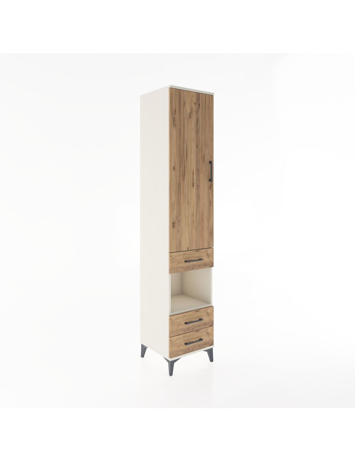 Hyperion Dolap 4 Raflı 3 Çekmeceli Tek Kapaklı 44x44x221 Aytaşı-Çam