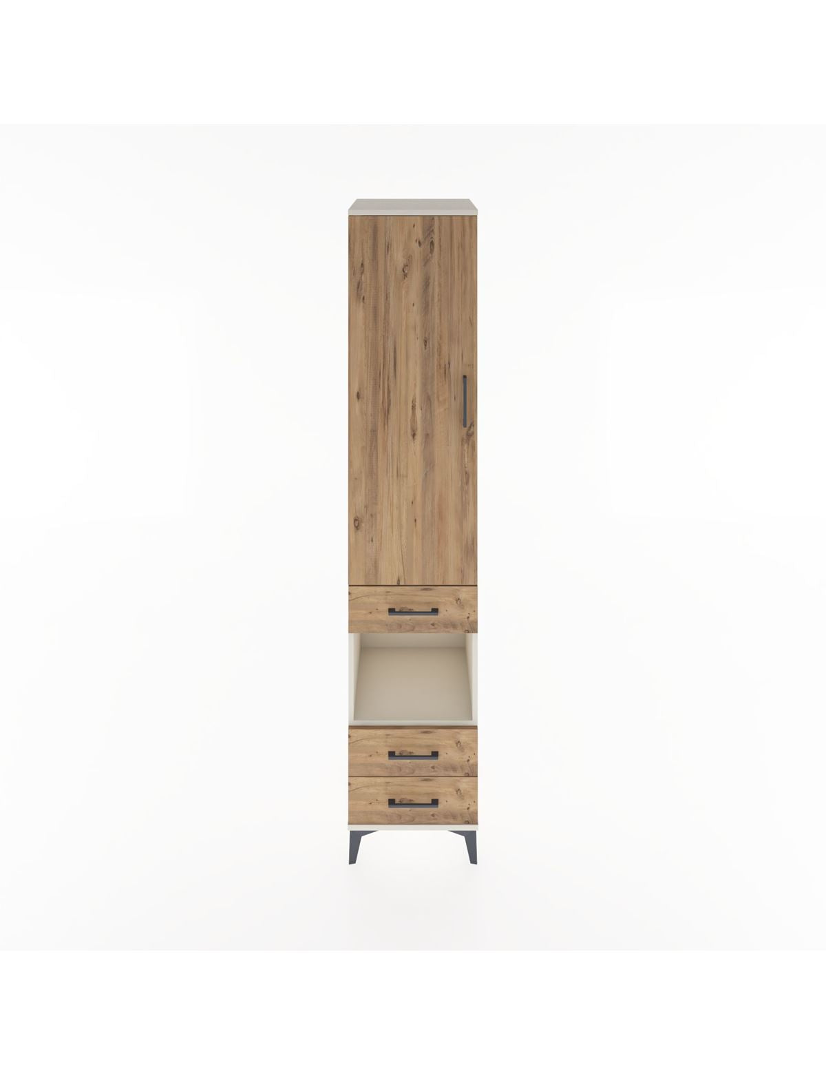 Hyperion Dolap 4 Raflı 3 Çekmeceli Tek Kapaklı 44x44x221 Aytaşı-Çam