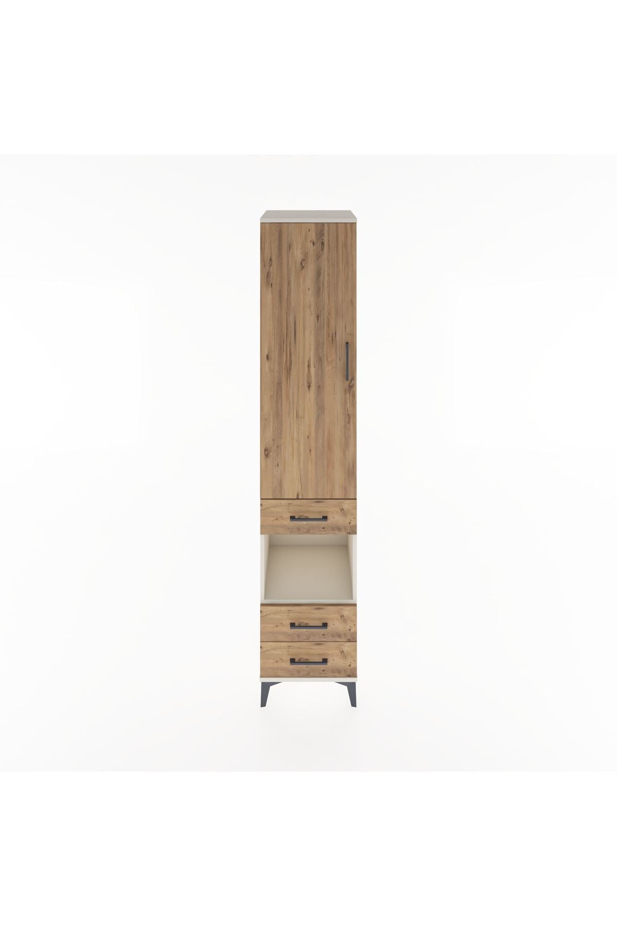 Hyperion Dolap 4 Raflı 3 Çekmeceli Tek Kapaklı 44x44x221 Aytaşı-Çam