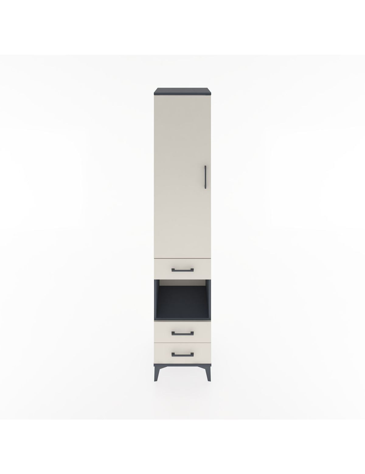 Hyperion Dolap 4 Raflı 3 Çekmeceli Tek Kapaklı 44x44x221 Antrasit-Aytaşı