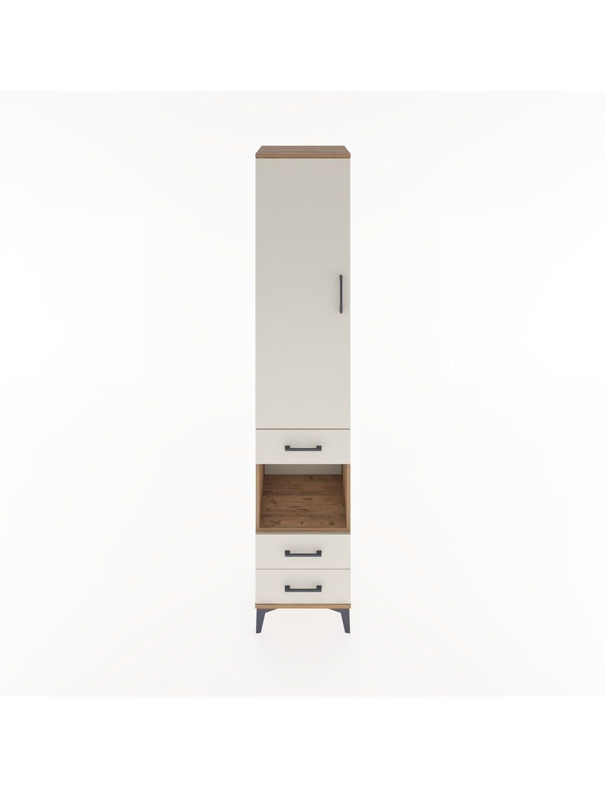 Hyperion Dolap 4 Raflı 3 Çekmeceli Tek Kapaklı 44x44x221 Çam-Aytaşı