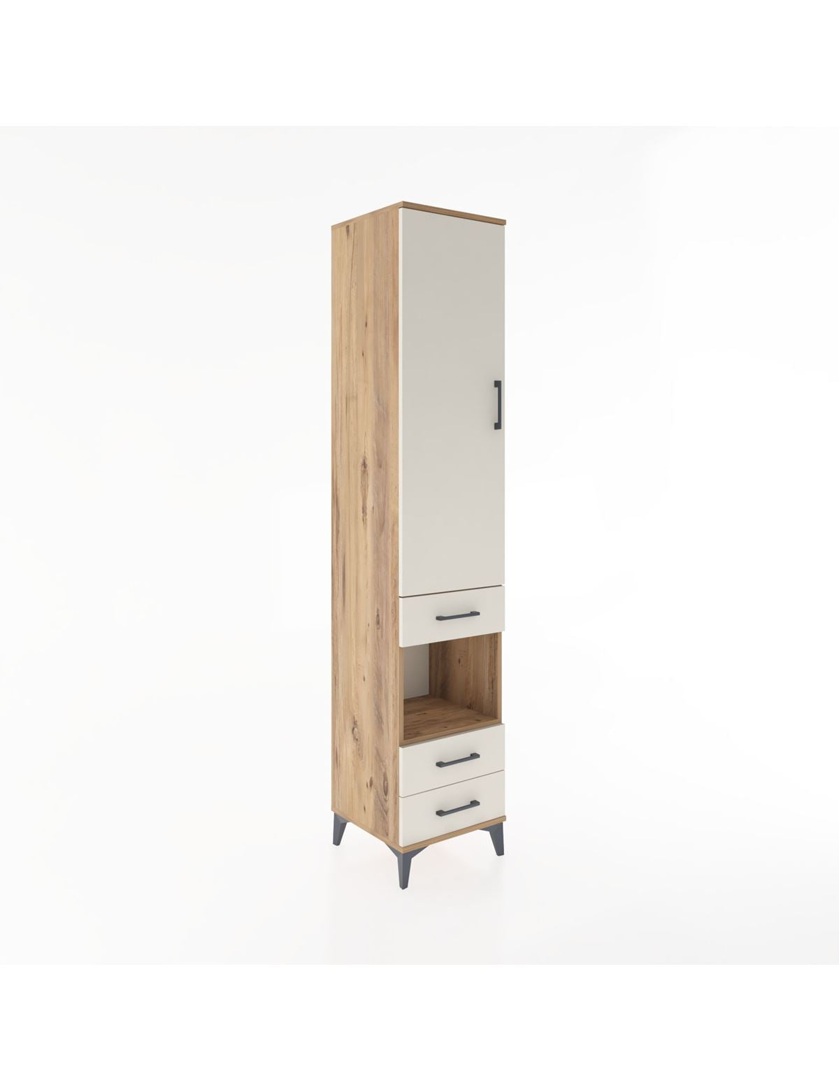 Hyperion Dolap 4 Raflı 3 Çekmeceli Tek Kapaklı 44x44x221 Çam-Aytaşı