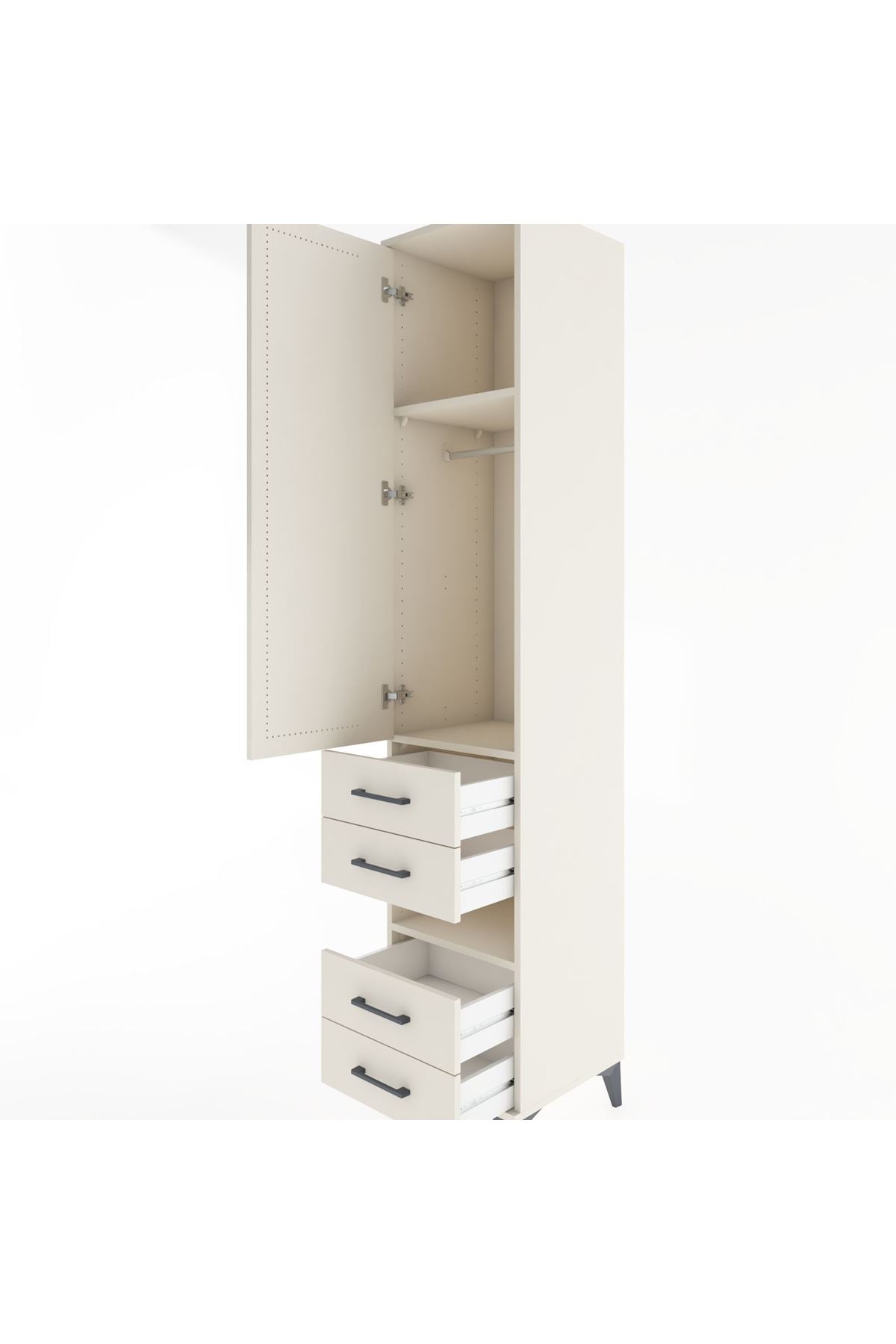 Hyperion Dolap 3 Raflı 4 Çekmeceli Tek Askılı 44x44x221 Aytaşı-Aytaşı