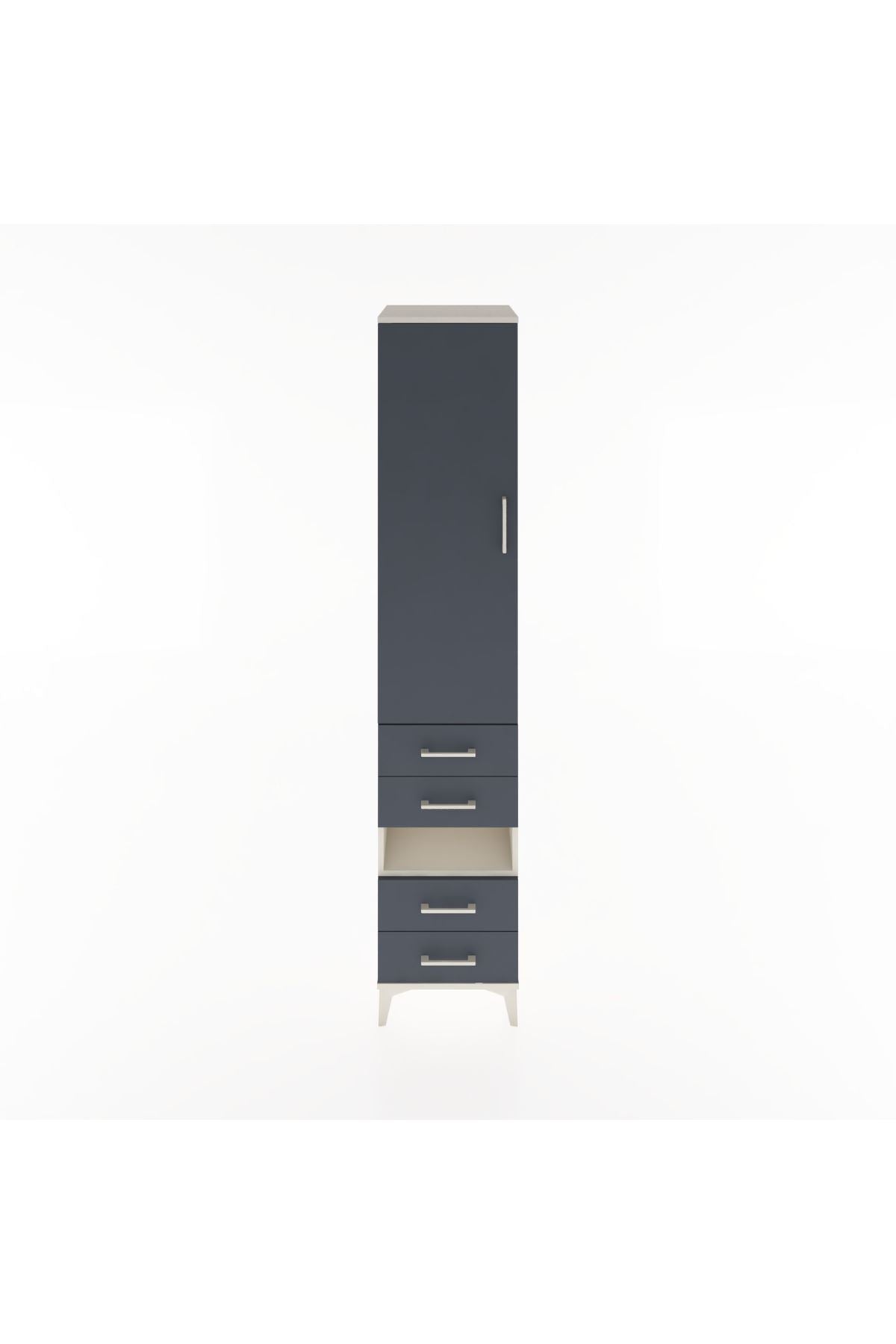 Hyperion Dolap 3 Raflı 4 Çekmeceli Tek Askılı 44x44x221 Aytaşı-Antrasit