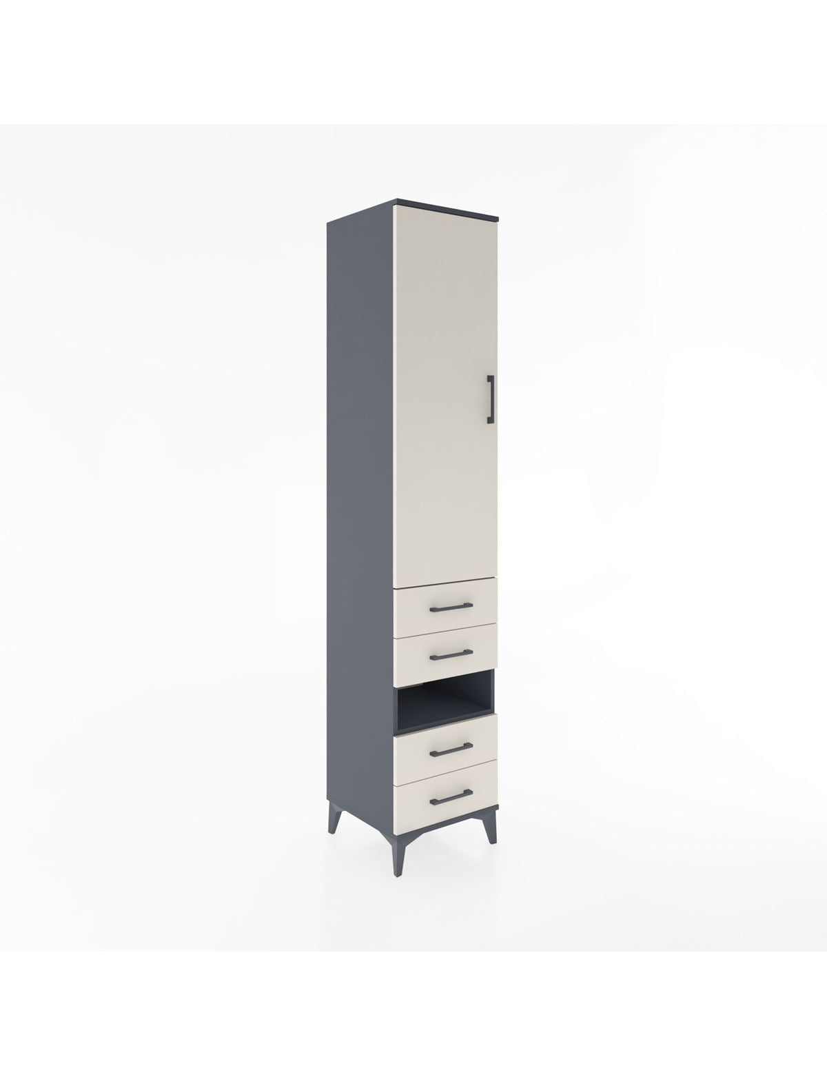 Hyperion Dolap 3 Raflı 4 Çekmeceli Tek Askılı 44x44x221 Antrasit-Aytaşı