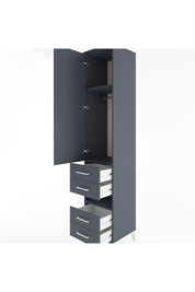 Hyperion Dolap 3 Raflı 4 Çekmeceli Tek Askılı 44x44x221 Antrasit-Antrasit