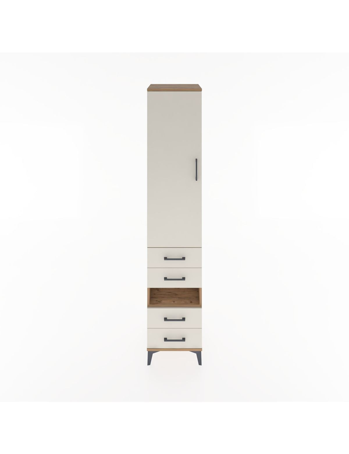 Hyperion Dolap 3 Raflı 4 Çekmeceli Tek Askılı 44x44x221 Çam-Aytaşı