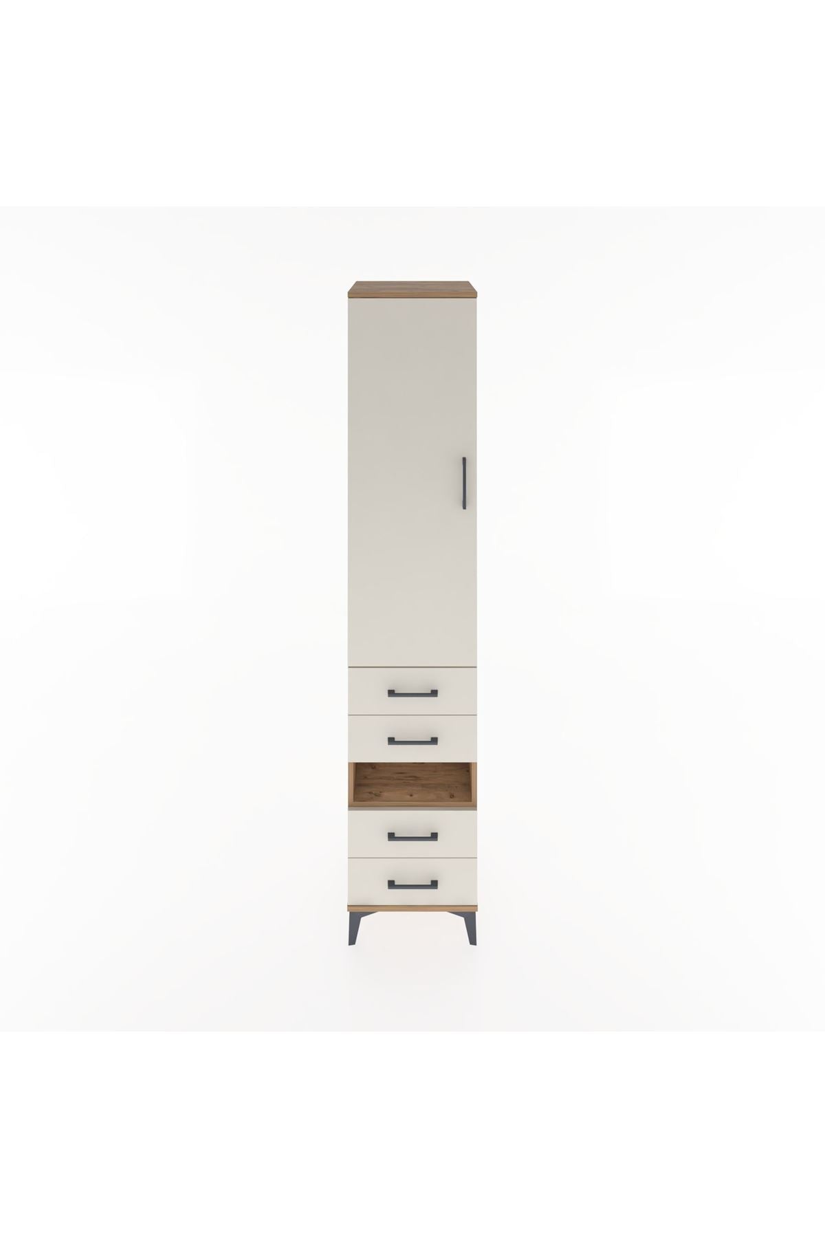 Hyperion Dolap 3 Raflı 4 Çekmeceli Tek Askılı 44x44x221 Çam-Aytaşı