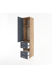 Hyperion Dolap 3 Raflı 4 Çekmeceli Tek Askılı 44x44x221 Çam-Antrasit