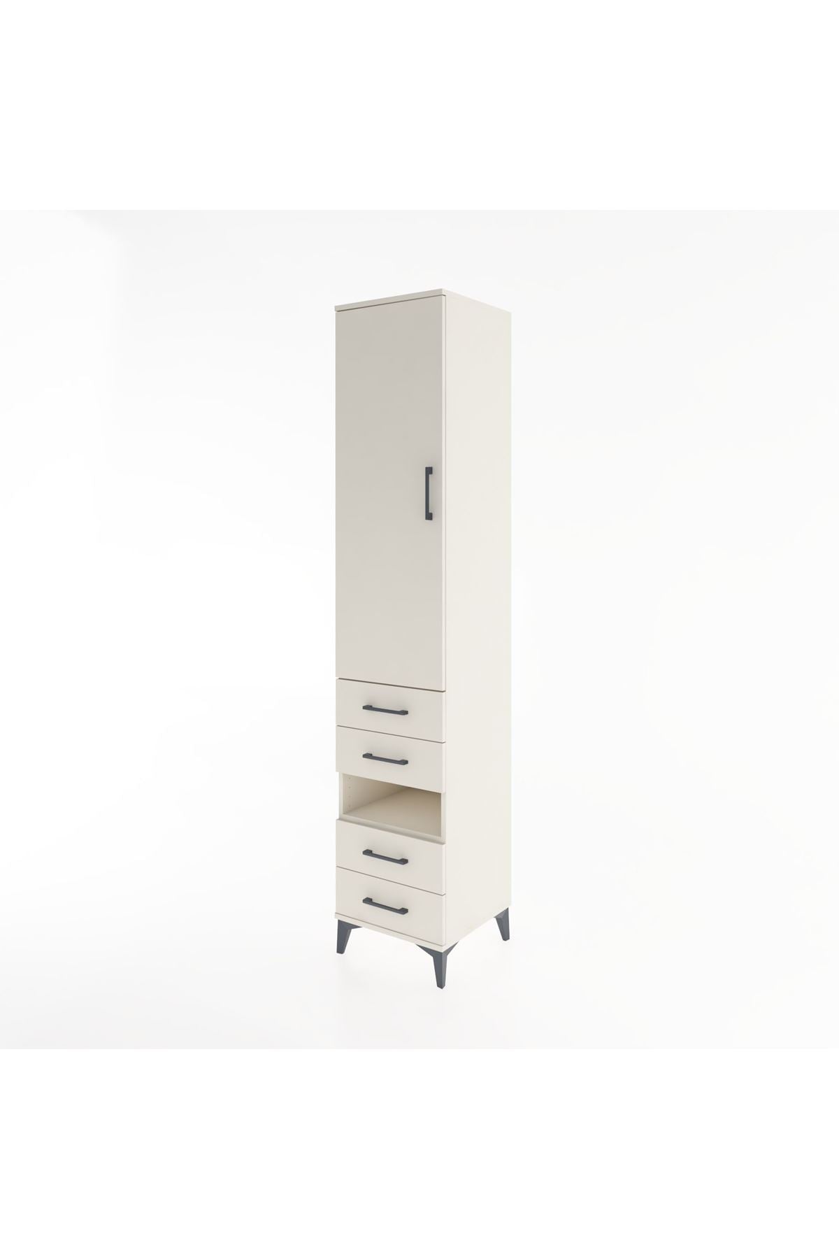 Hyperion Dolap 4 Raflı 4 Çekmeceli Tek Kapaklı 44x44x221 Aytaşı-Aytaşı