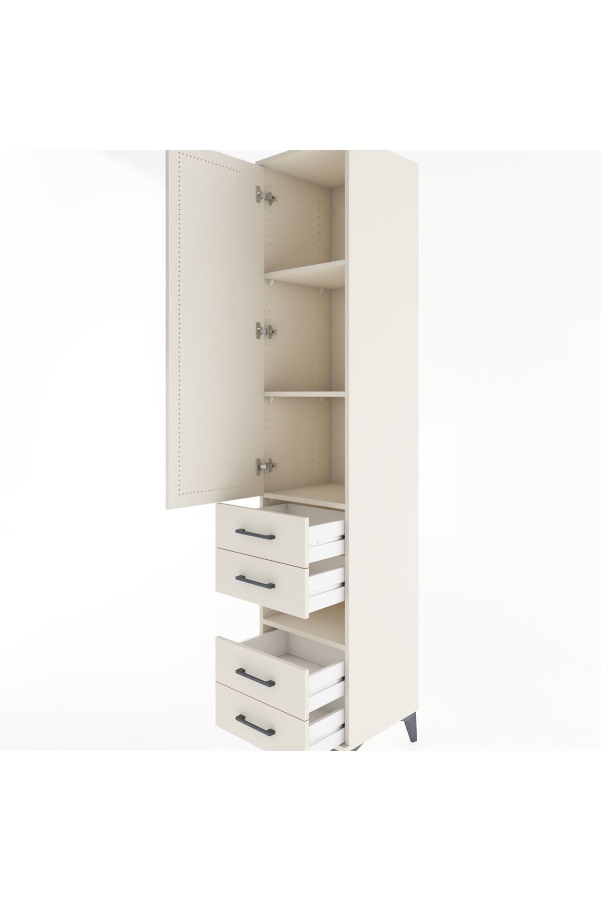 Hyperion Dolap 4 Raflı 4 Çekmeceli Tek Kapaklı 44x44x221 Aytaşı-Aytaşı