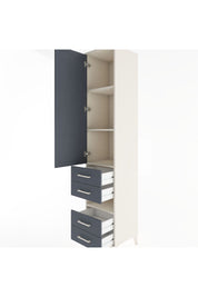 Hyperion Dolap 4 Raflı 4 Çekmeceli Tek Kapaklı 44x44x221 Aytaşı-Antrasit