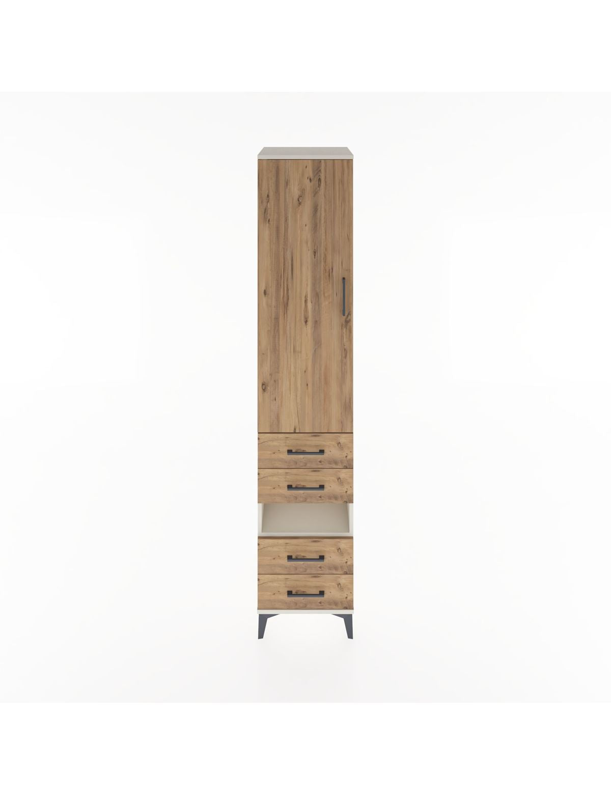 Hyperion Dolap 4 Raflı 4 Çekmeceli Tek Kapaklı 44x44x221 Aytaşı-Çam