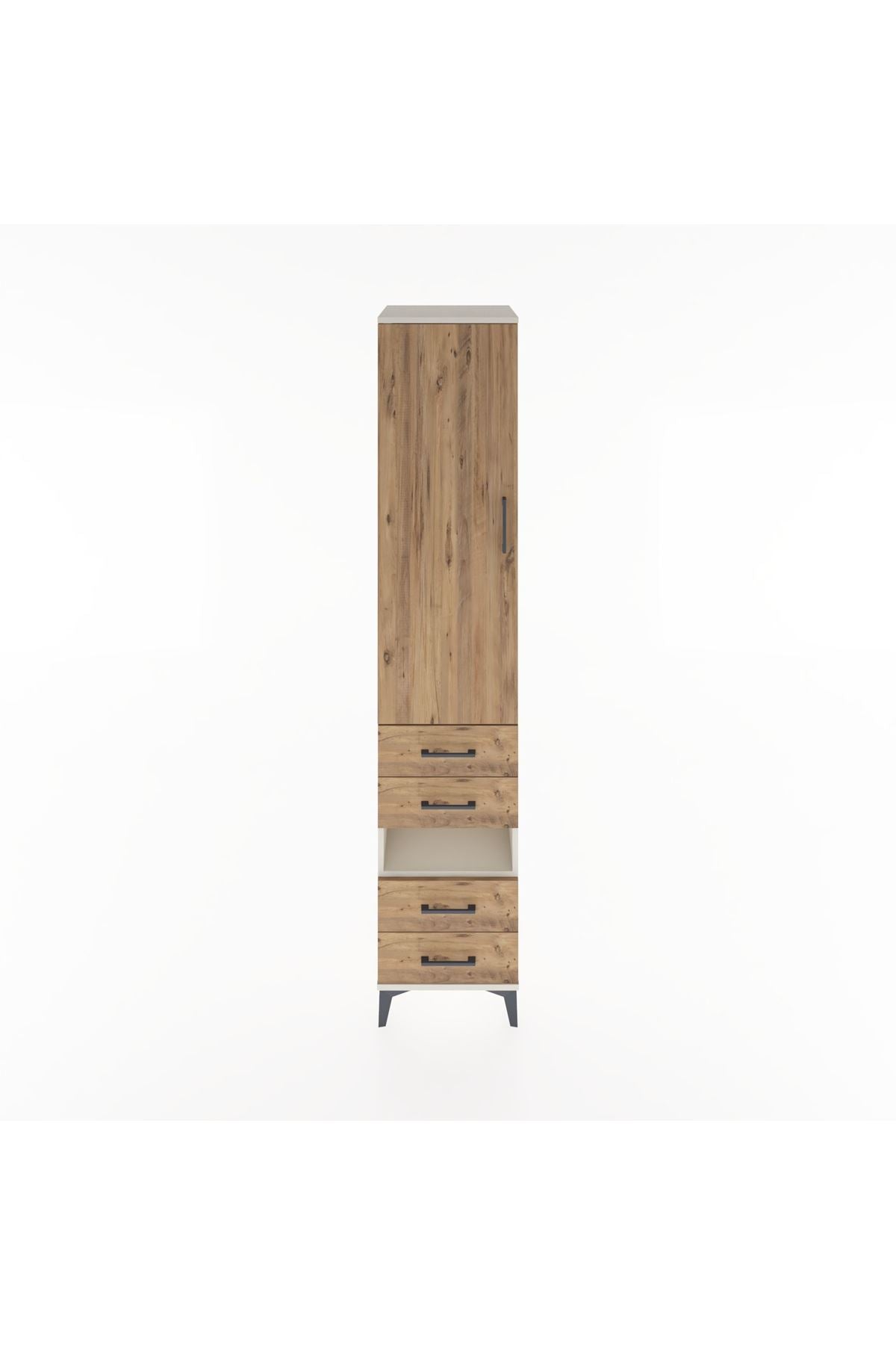 Hyperion Dolap 4 Raflı 4 Çekmeceli Tek Kapaklı 44x44x221 Aytaşı-Çam