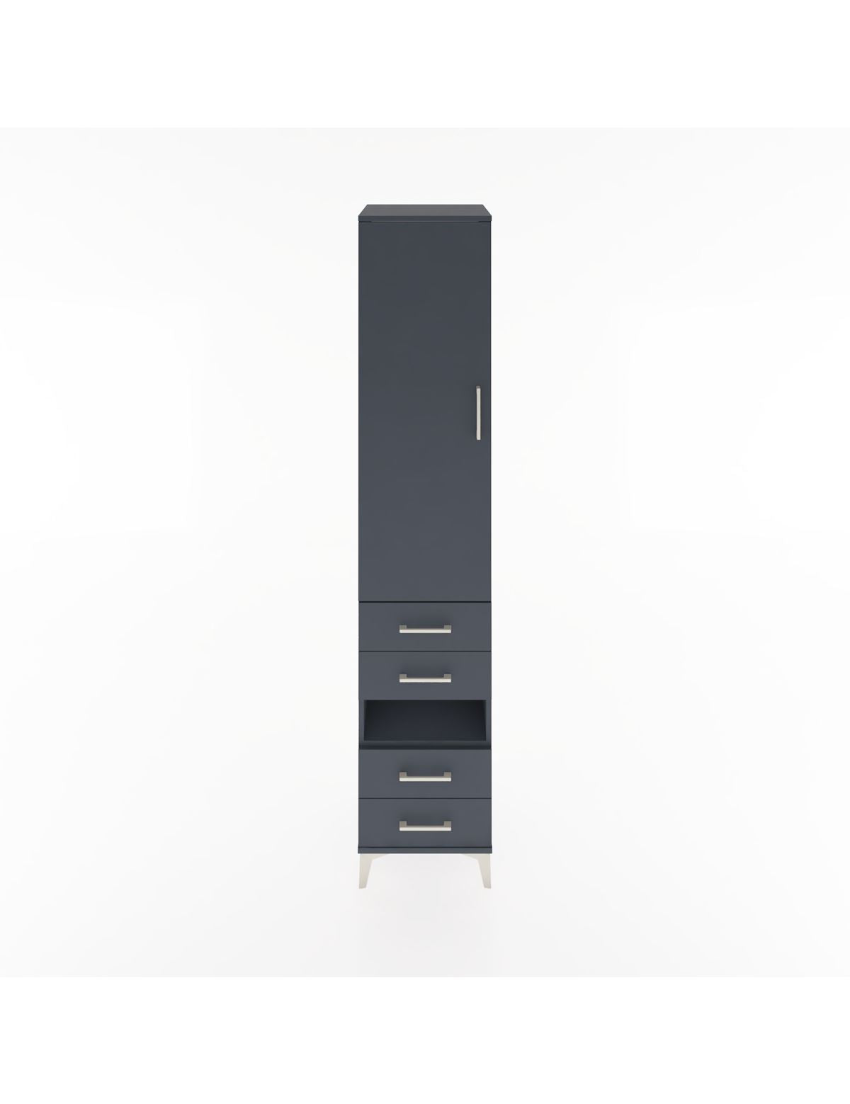 Hyperion Dolap 4 Raflı 4 Çekmeceli Tek Kapaklı 44x44x221 Antrasit-Antrasit