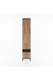 Hyperion Dolap 4 Raflı 4 Çekmeceli Tek Kapaklı 44x44x221 Antrasit-Çam