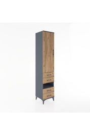 Hyperion Dolap 4 Raflı 4 Çekmeceli Tek Kapaklı 44x44x221 Antrasit-Çam