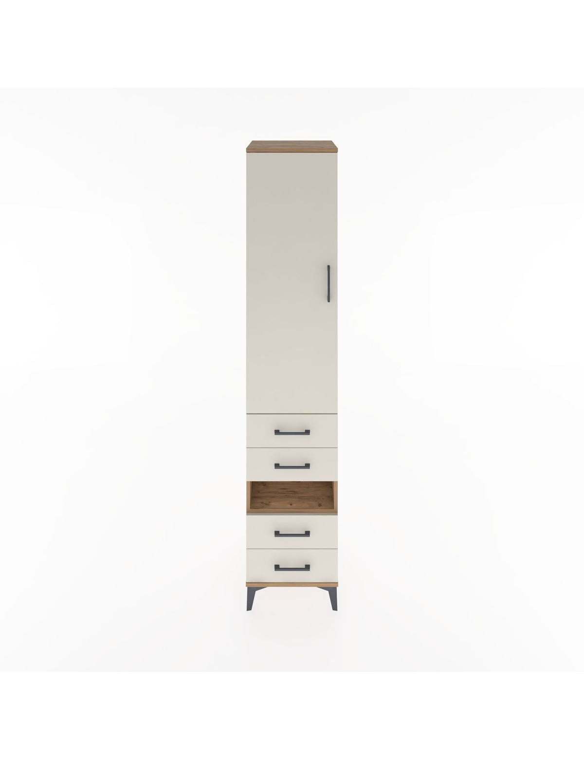 Hyperion Dolap 4 Raflı 4 Çekmeceli Tek Kapaklı 44x44x221 Çam-Aytaşı