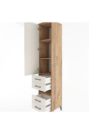 Hyperion Dolap 4 Raflı 4 Çekmeceli Tek Kapaklı 44x44x221 Çam-Aytaşı