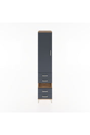 Hyperion Dolap 4 Raflı 4 Çekmeceli Tek Kapaklı 44x44x221 Çam-Antrasit