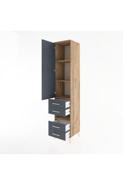 Hyperion Dolap 4 Raflı 4 Çekmeceli Tek Kapaklı 44x44x221 Çam-Antrasit