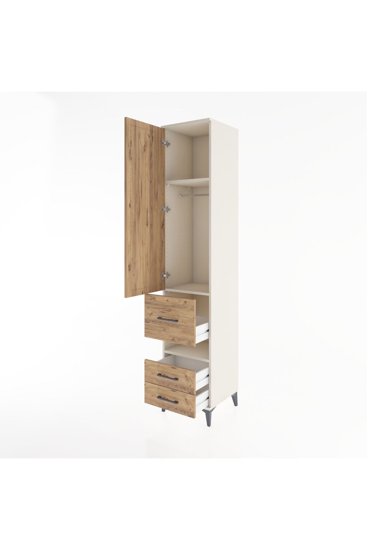 Hyperion Dolap 3 Raflı 3 Çekmeceli Tek Askılı 44x44x221 Aytaşı-Çam