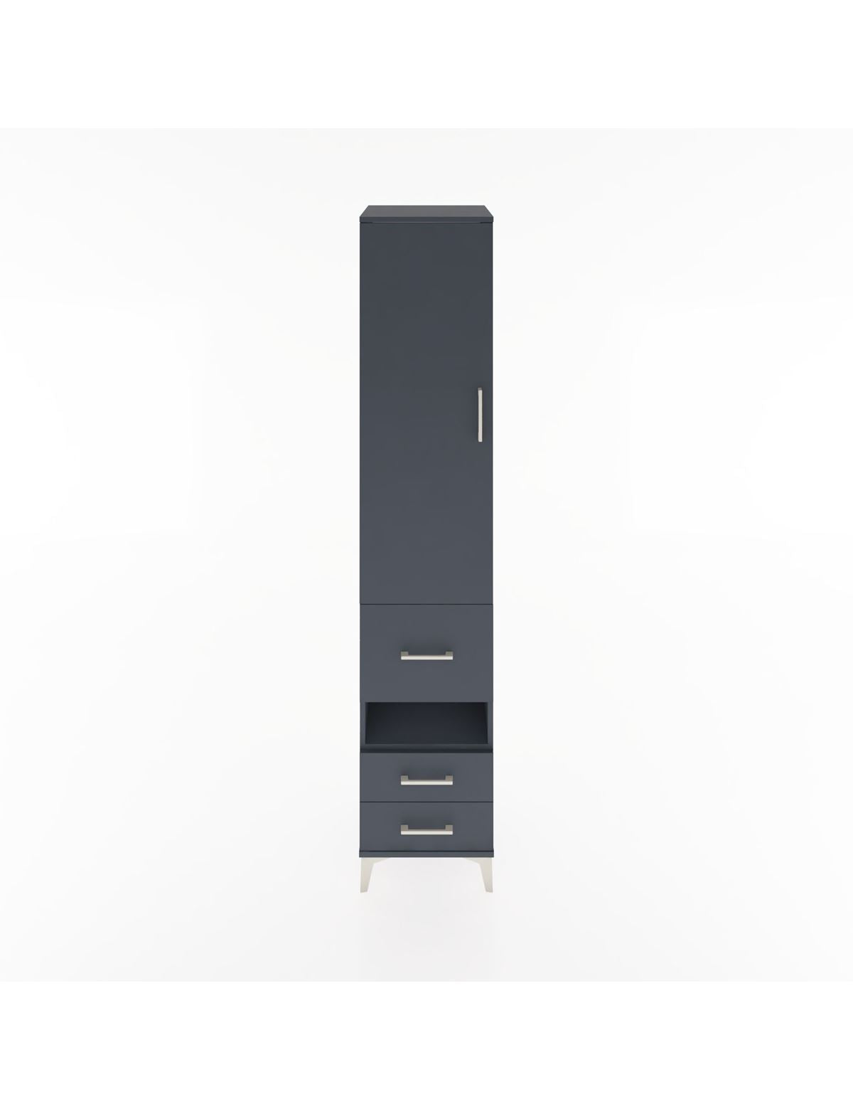 Hyperion Dolap 3 Raflı 3 Çekmeceli Tek Askılı 44x44x221 Antrasit-Antrasit