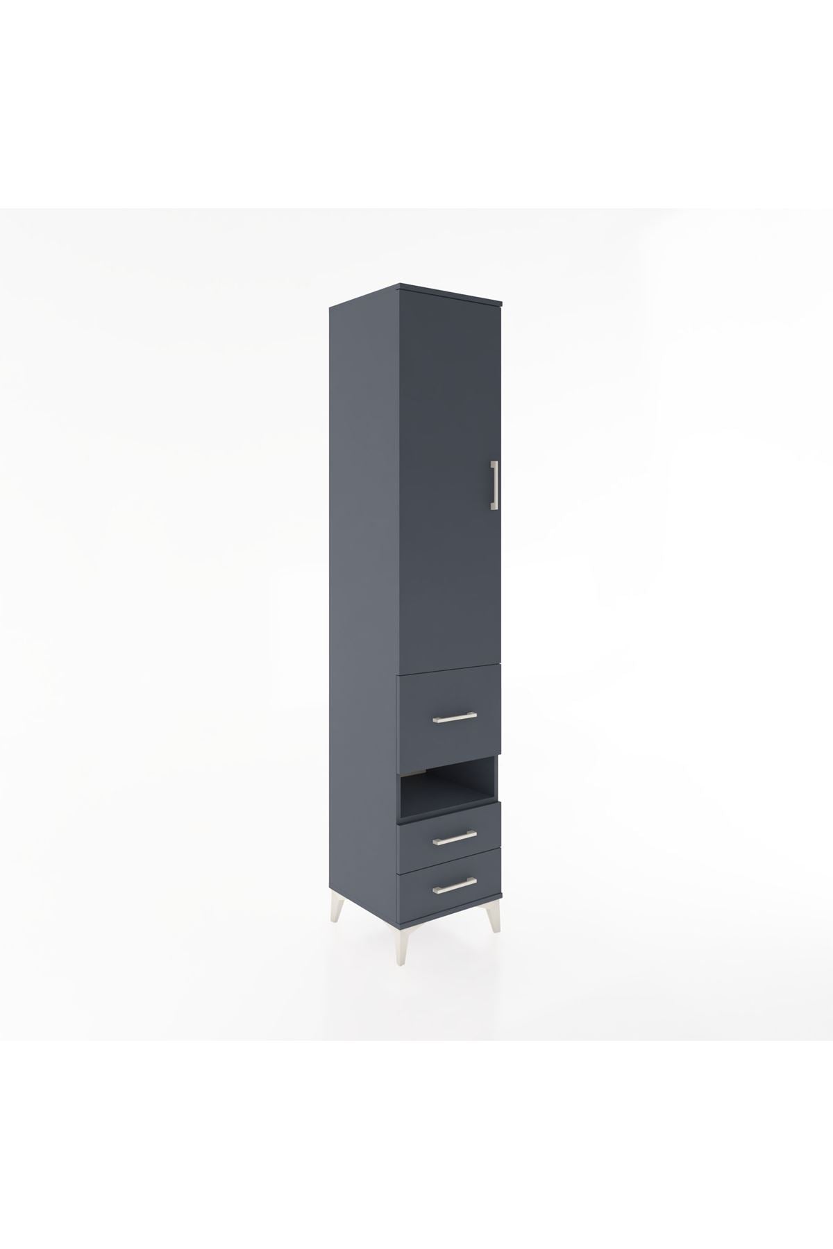 Hyperion Dolap 3 Raflı 3 Çekmeceli Tek Askılı 44x44x221 Antrasit-Antrasit