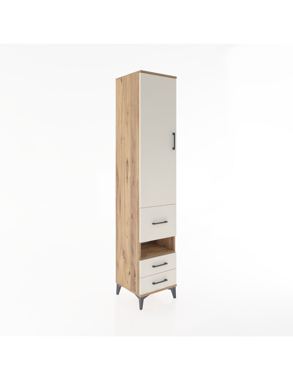 Hyperion Dolap 3 Raflı 3 Çekmeceli Tek Askılı 44x44x221 Çam-Aytaşı