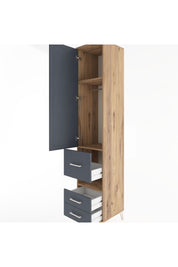 Hyperion Dolap 3 Raflı 3 Çekmeceli Tek Askılı 44x44x221 Çam-Antrasit