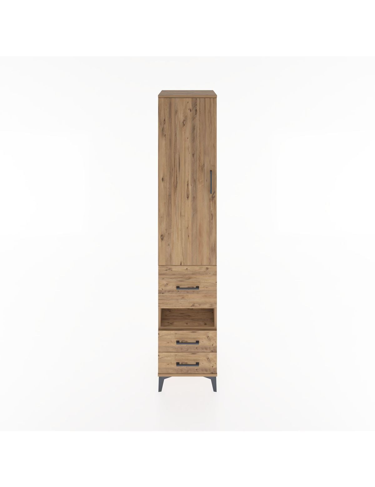 Hyperion Dolap 3 Raflı 3 Çekmeceli Tek Askılı 44x44x221 Çam-Çam