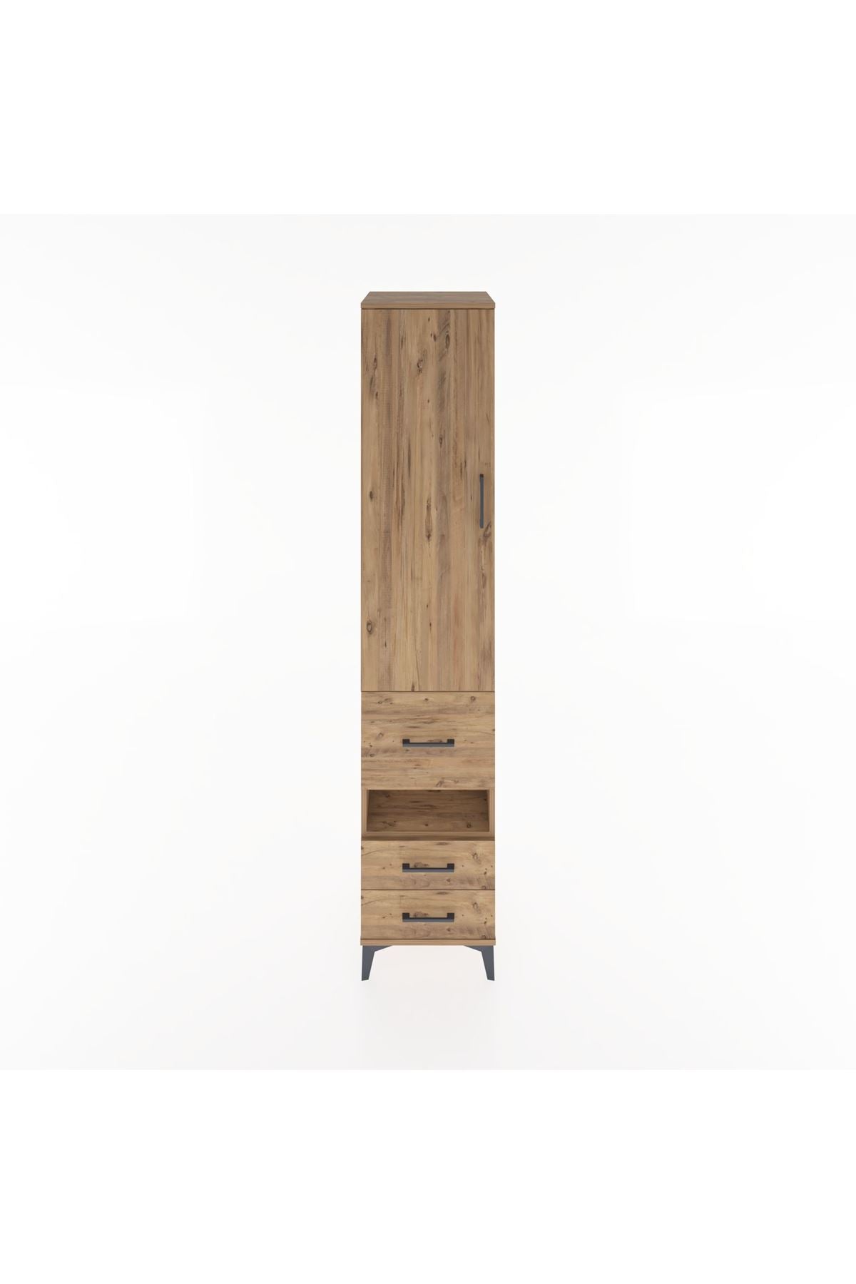 Hyperion Dolap 3 Raflı 3 Çekmeceli Tek Askılı 44x44x221 Çam-Çam