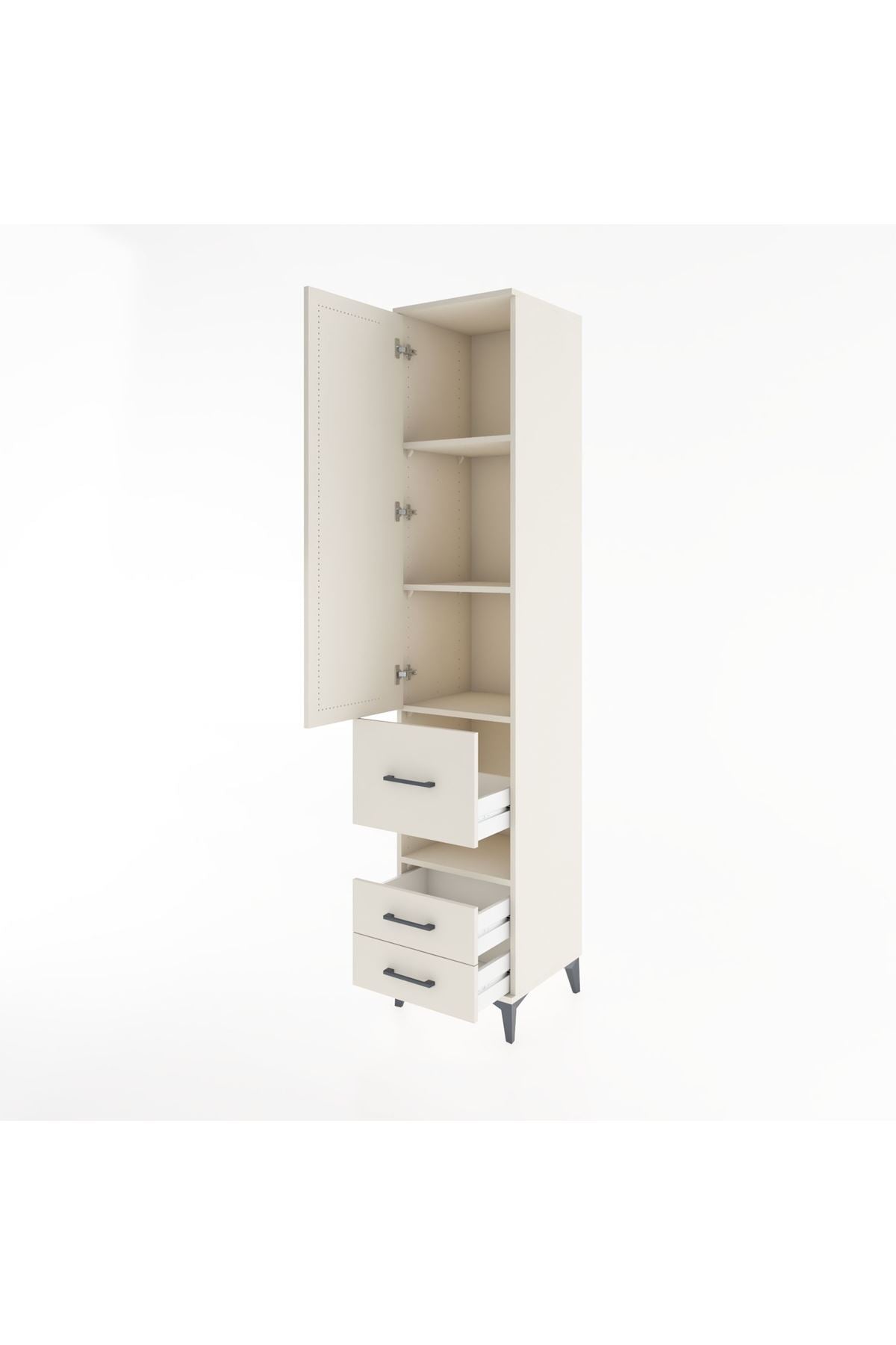 Hyperion Dolap 4 Raflı 3 Çekmeceli Tek Kapaklı 44x44x221 Aytaşı-Aytaşı