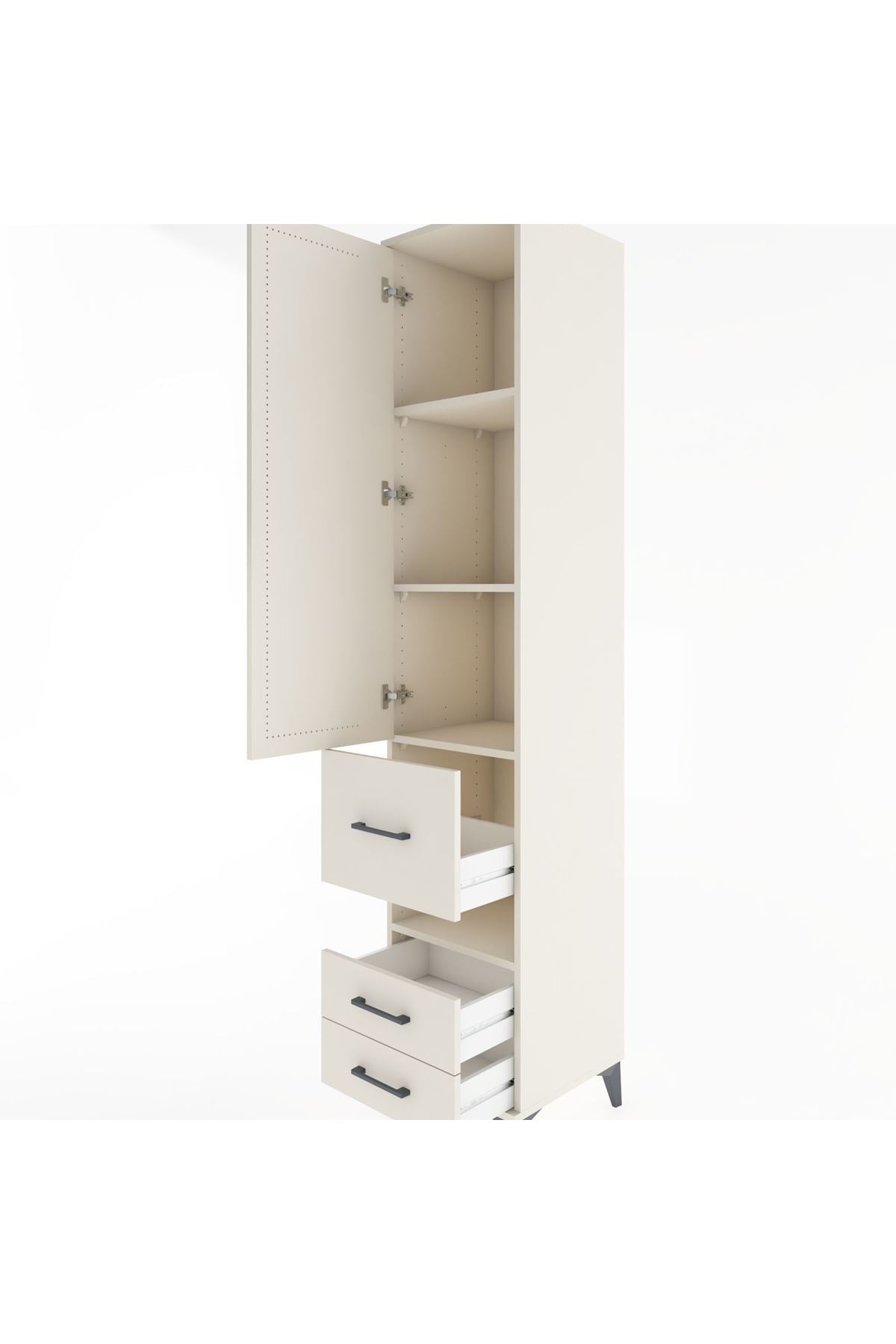 Hyperion Dolap 4 Raflı 3 Çekmeceli Tek Kapaklı 44x44x221 Aytaşı-Aytaşı