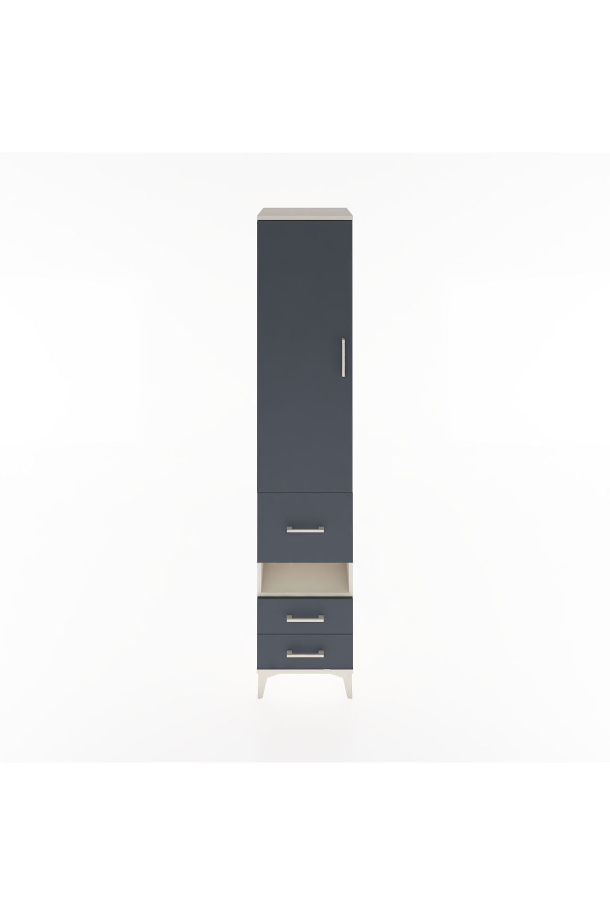 Hyperion Dolap 4 Raflı 3 Çekmeceli Tek Kapaklı 44x44x221 Aytaşı-Antrasit