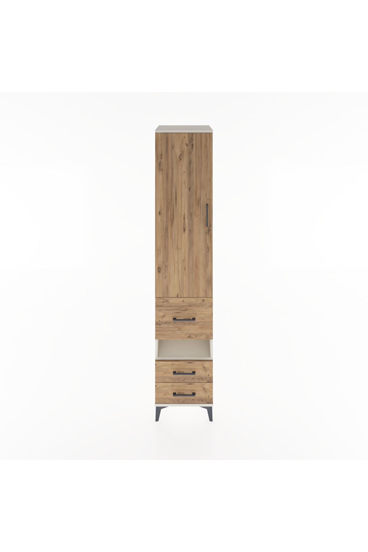 Hyperion Dolap 4 Raflı 3 Çekmeceli Tek Kapaklı 44x44x221 Aytaşı-Çam