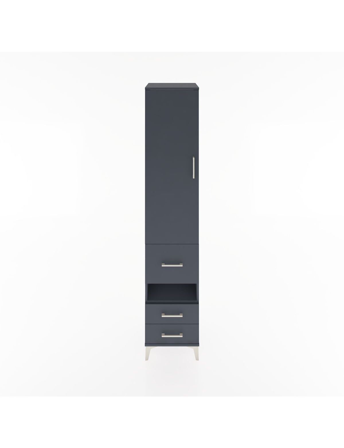 Hyperion Dolap 4 Raflı 3 Çekmeceli Tek Kapaklı 44x44x221 Antrasit-Antrasit