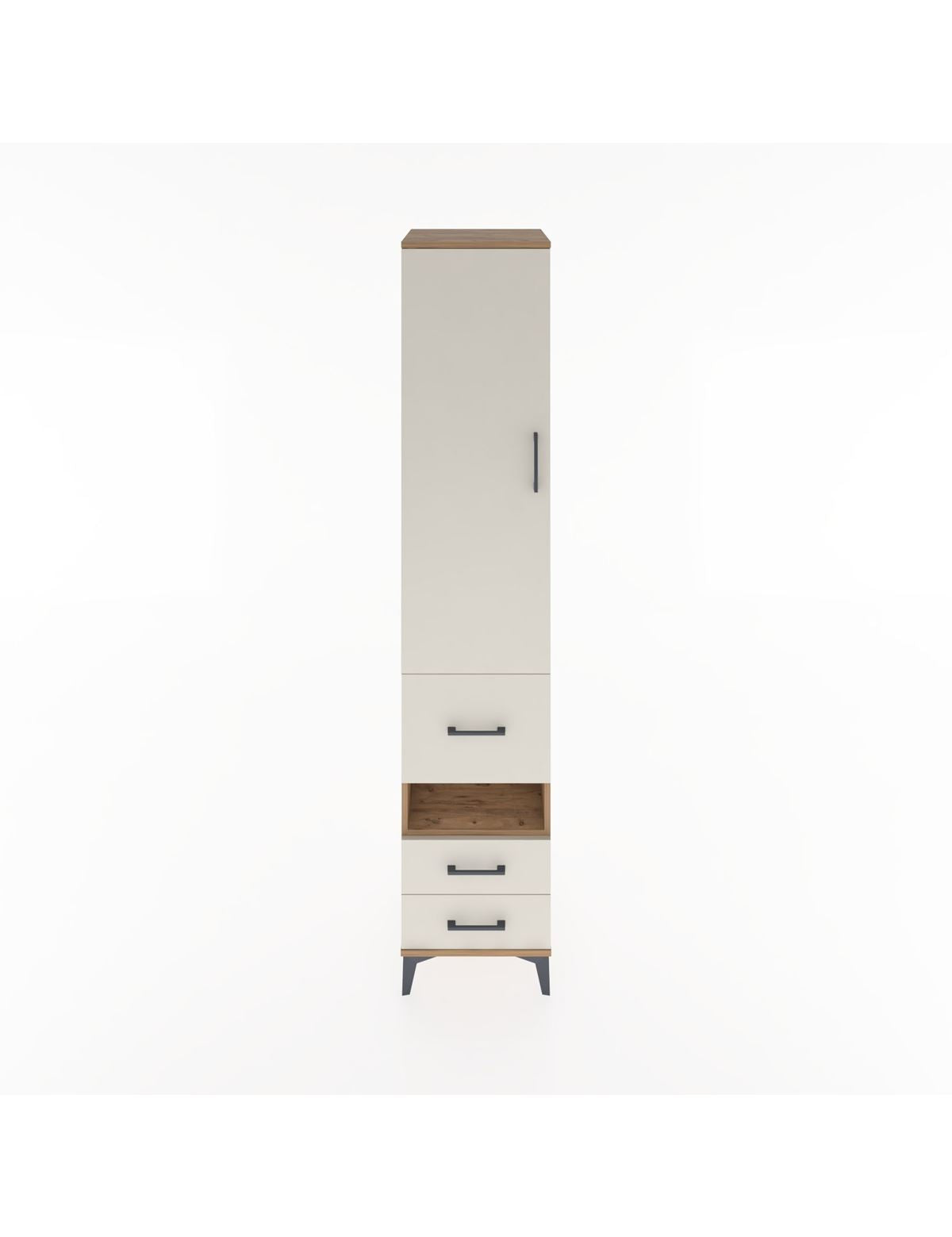 Hyperion Dolap 4 Raflı 3 Çekmeceli Tek Kapaklı 44x44x221 Çam-Aytaşı