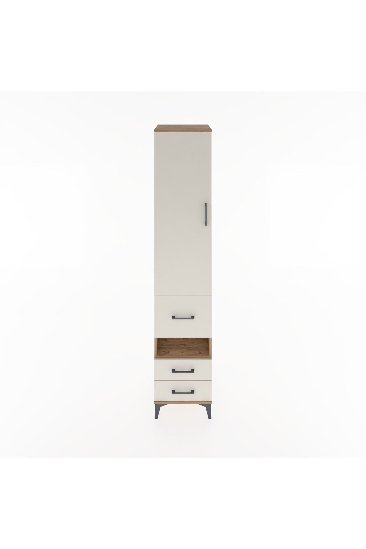 Hyperion Dolap 4 Raflı 3 Çekmeceli Tek Kapaklı 44x44x221 Çam-Aytaşı