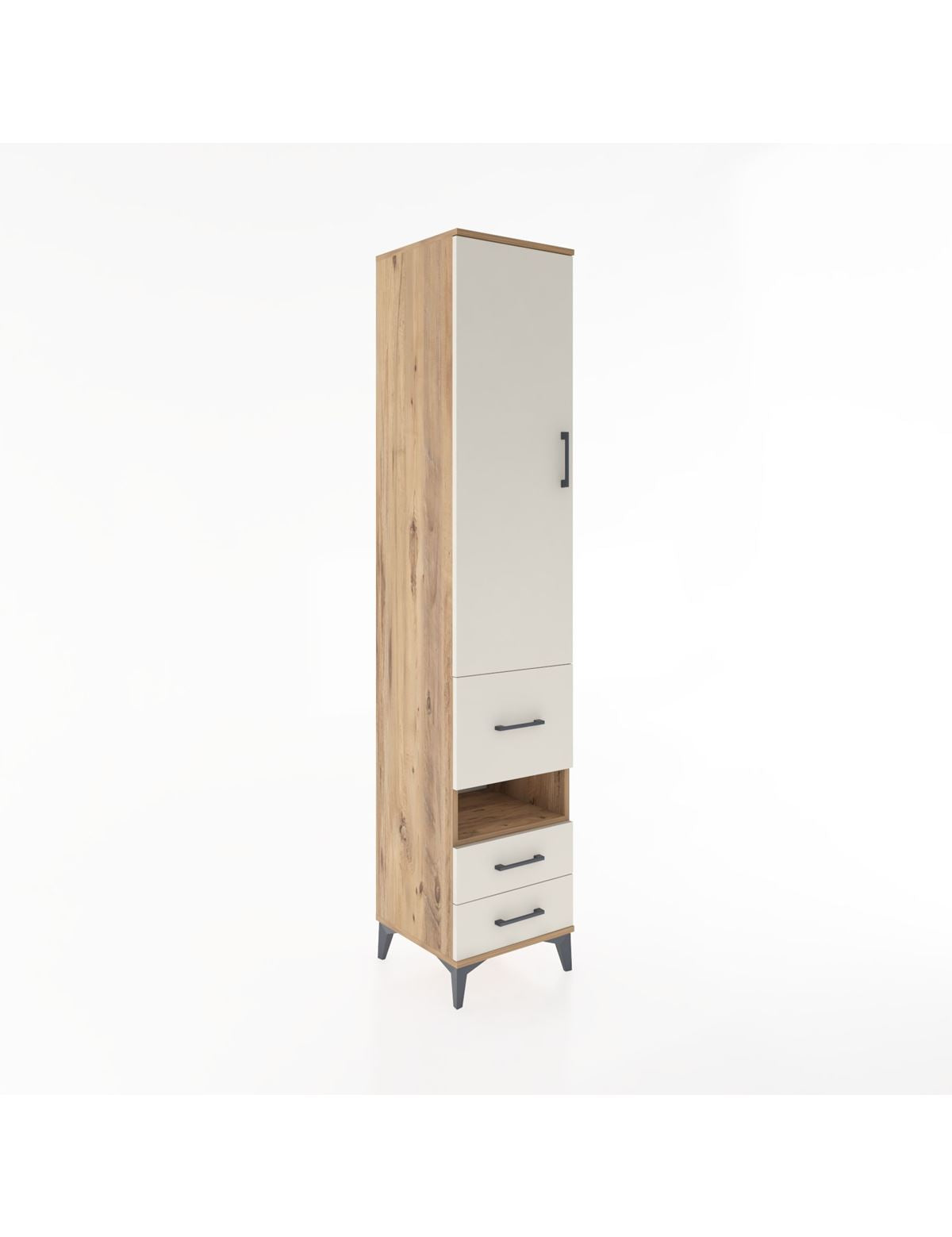 Hyperion Dolap 4 Raflı 3 Çekmeceli Tek Kapaklı 44x44x221 Çam-Aytaşı