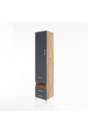 Hyperion Dolap 4 Raflı 3 Çekmeceli Tek Kapaklı 44x44x221 Çam-Antrasit