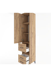 Hyperion Dolap 4 Raflı 3 Çekmeceli Tek Kapaklı 44x44x221 Çam-Çam