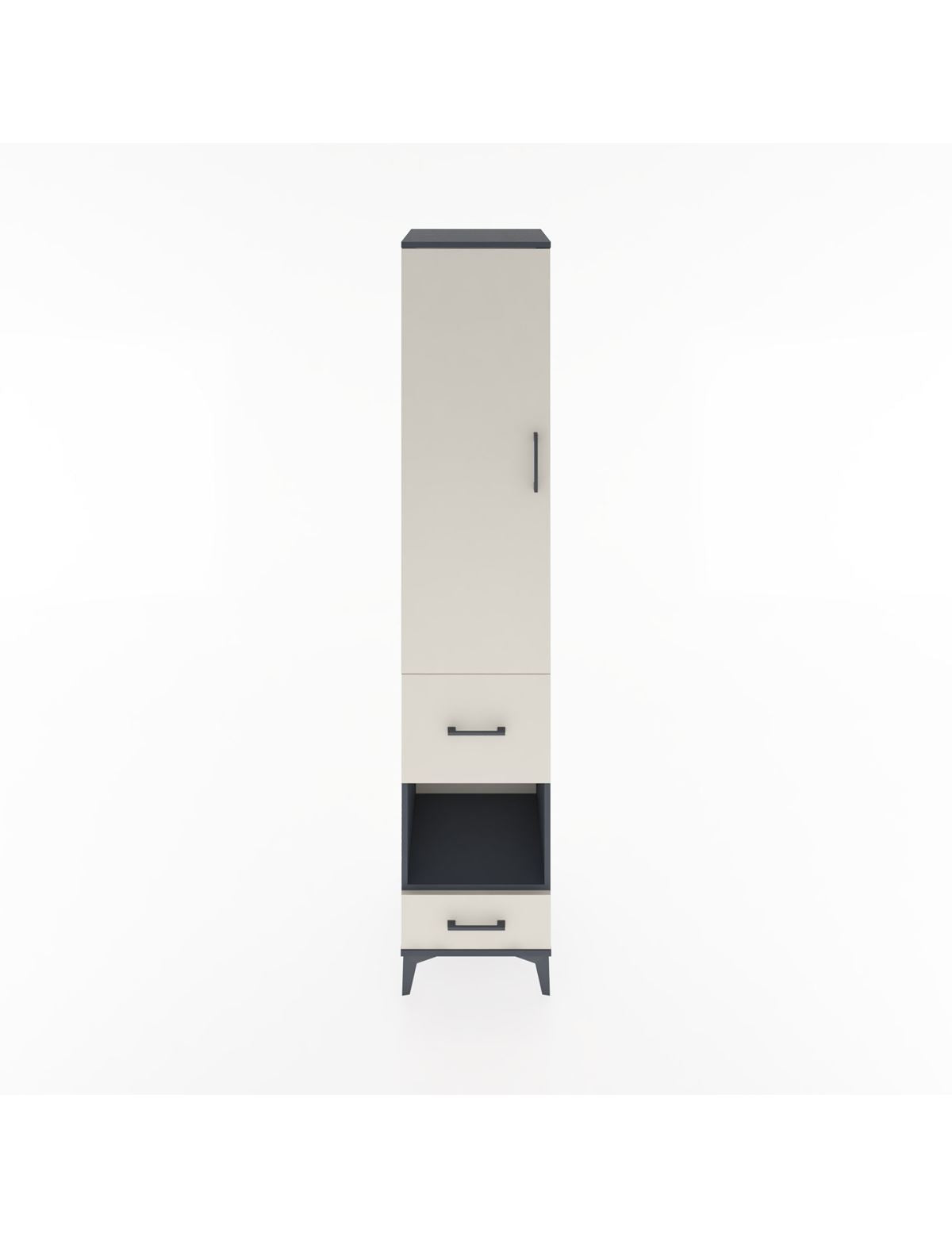 Hyperion Dolap 3 Raflı 2 Çekmeceli Tek Askılı 44x44x221 Antrasit-Aytaşı