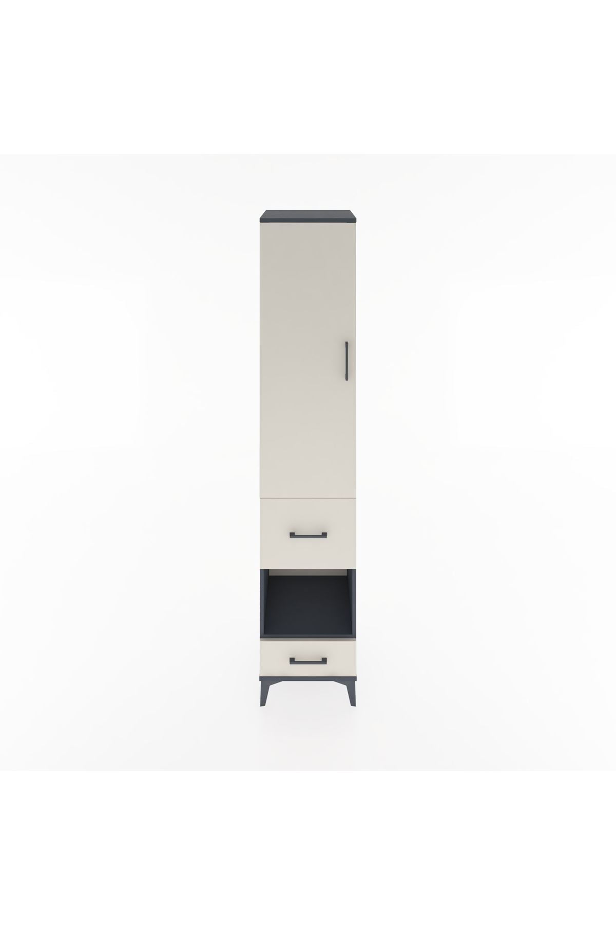 Hyperion Dolap 3 Raflı 2 Çekmeceli Tek Askılı 44x44x221 Antrasit-Aytaşı