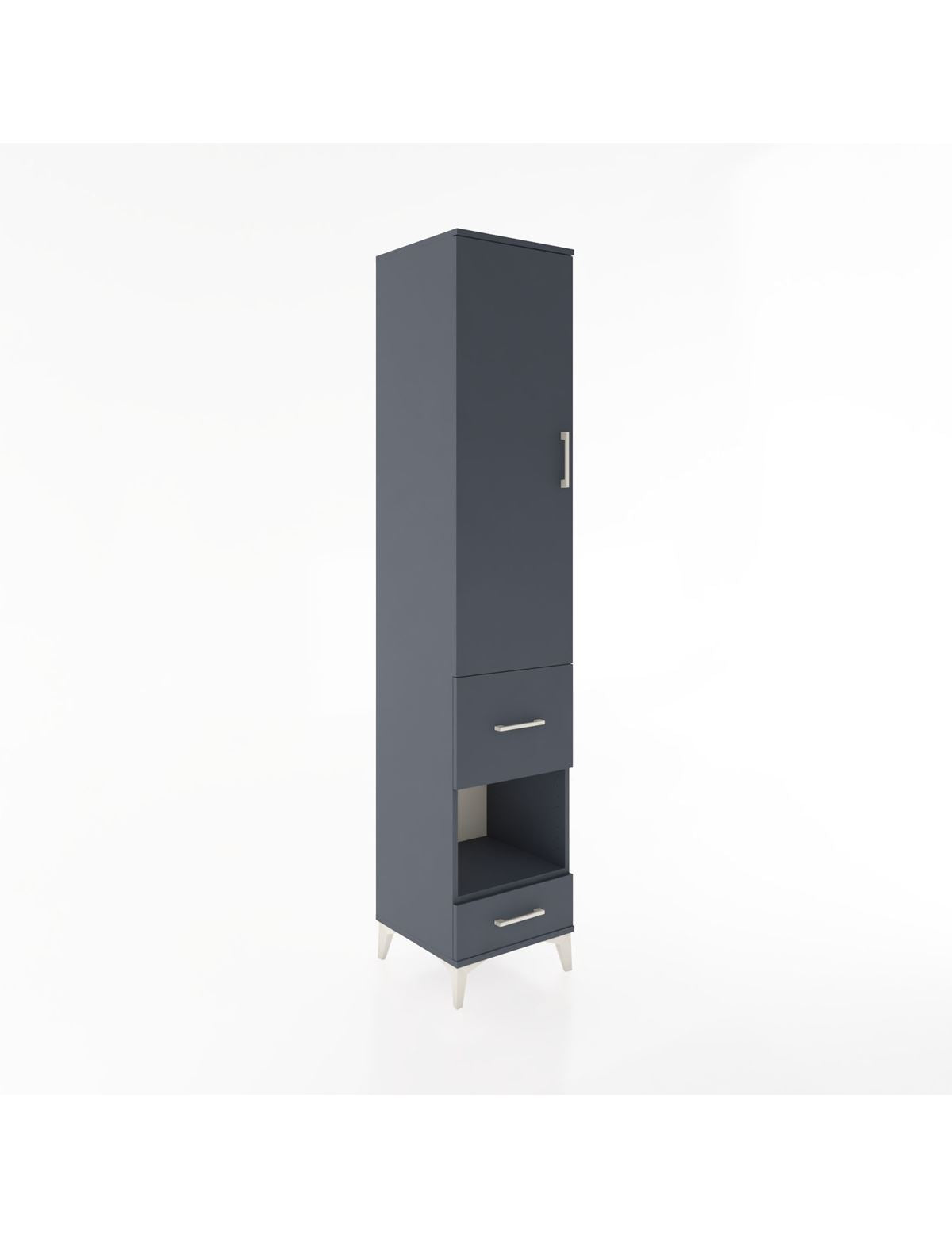 Hyperion Dolap 3 Raflı 2 Çekmeceli Tek Askılı 44x44x221 Antrasit-Antrasit